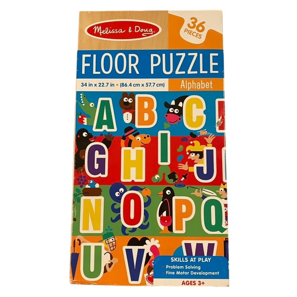 Melissa‎ & Doug Alphabet Floor Puzzle Kids 36pc Multicolor Good 95055 ABC Animal